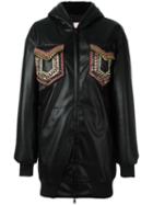 Giamba Embellished Coat, Women's, Size: 42, Black, Polyurethane/polyester/polypropylene/cupro