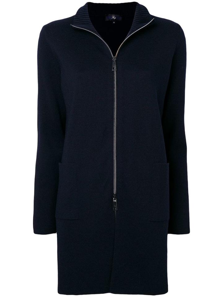 Fay Zipped Cardi-coat - Blue
