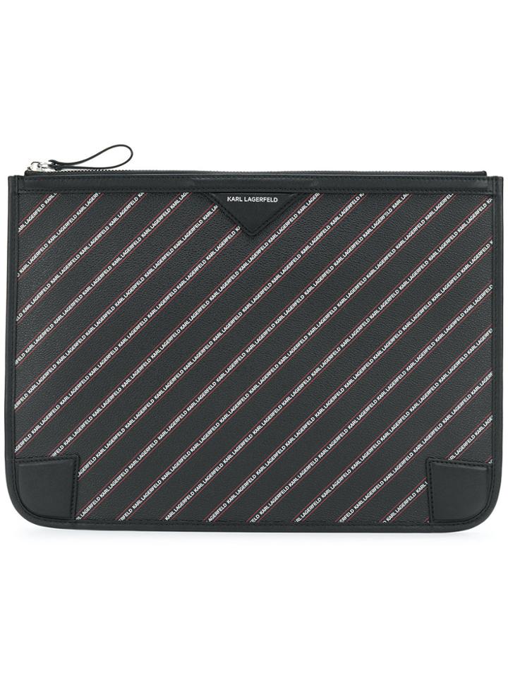 Karl Lagerfeld Diagonal Logo Print Clutch - Black