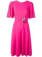 No21 Ruffled Shortsleeves Flared Dress, Women's, Size: 44, Pink/purple, Viscose/spandex/elastane/glass/pvc