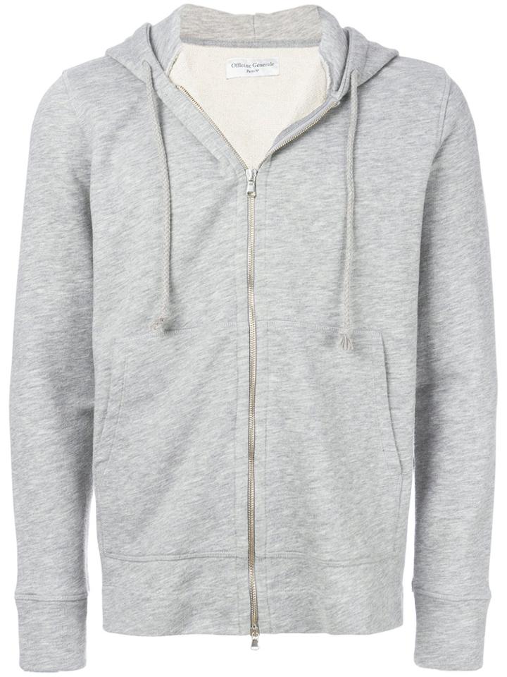 Officine Generale Classic Zipped Hoody - Grey
