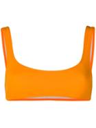 Solid & Striped U-neck Bikini Top - Yellow & Orange