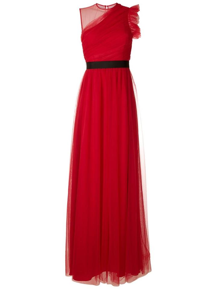 Reinaldo Lourenço Vestido Longo Detalhe Ombro Tule - Red
