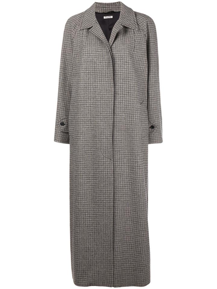 Miu Miu Houndstooth Check Coat - Grey