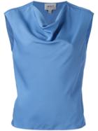 Armani Collezioni Draped Neck Top - Blue