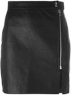 Iro Front Zip Mini Skirt, Women's, Size: 36, Black, Cotton/leather/polyester