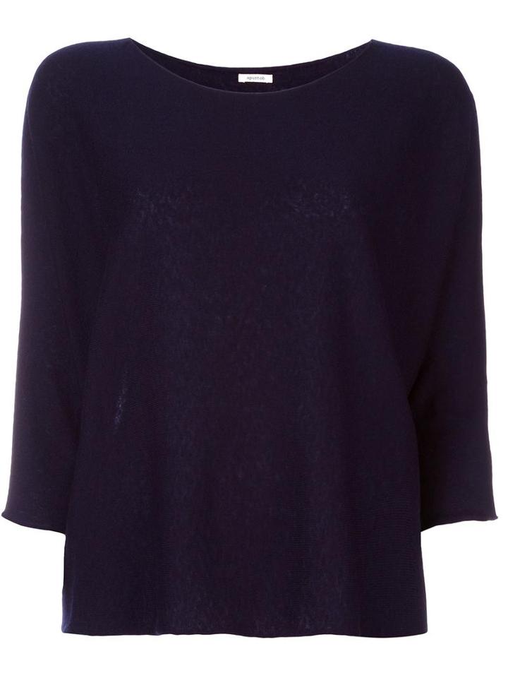 Apuntob Round Neck Jumper, Women's, Size: 3, Blue, Silk/cashmere