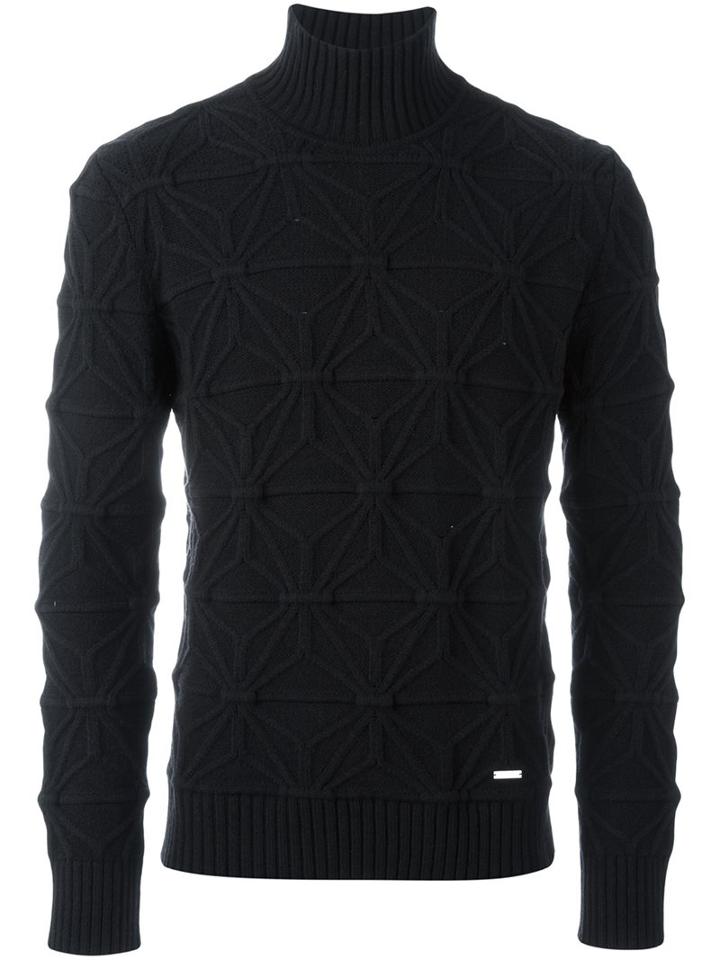 Dsquared2 Japanese Star Turtleneck Jumper, Men's, Size: Small, Black, Polyester/wool