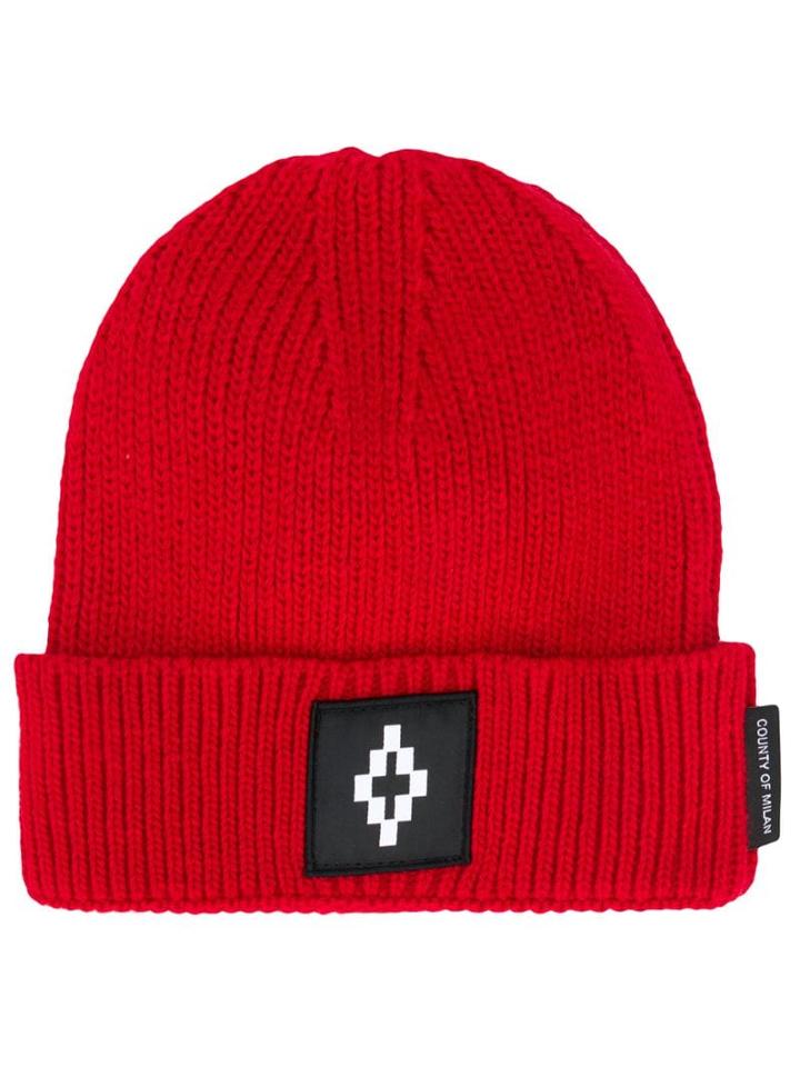 Marcelo Burlon County Of Milan Logo Patch Beanie - Red
