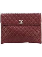 Chanel Vintage Quilted Envelope Clutch - Red