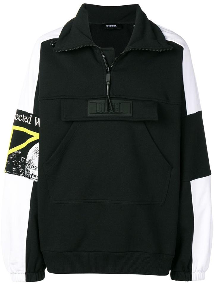 Diesel Oversized Zip Sweatshirt - Black