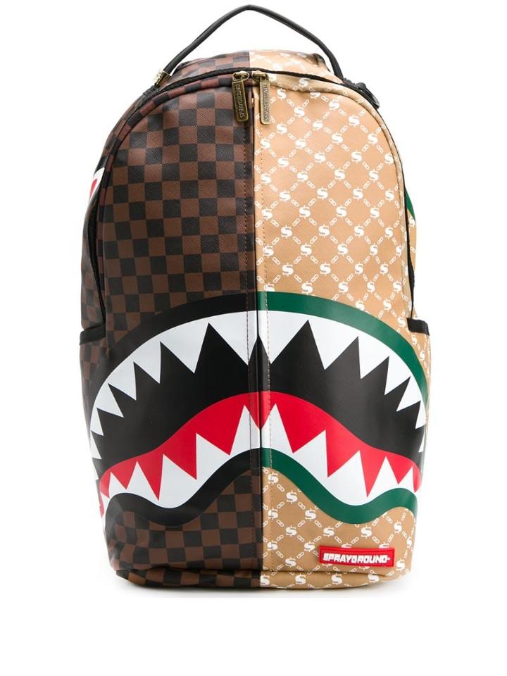 Sprayground Paris Vs Florence Shark Print Backpack - Brown