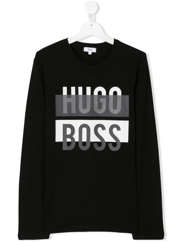 Boss Kids Teen Long-sleeve Printed T-shirt - Black