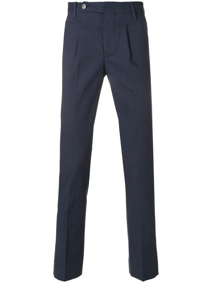 Entre Amis Patterned Straight Fit Trousers - Blue