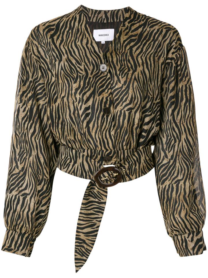 Nanushka Dasha Tiger Print Blouse - Brown