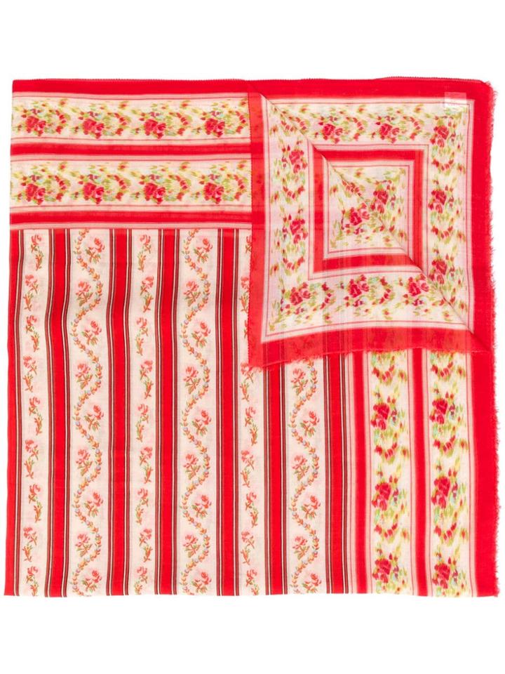 Faliero Sarti Striped Floral Print Scarf - Red