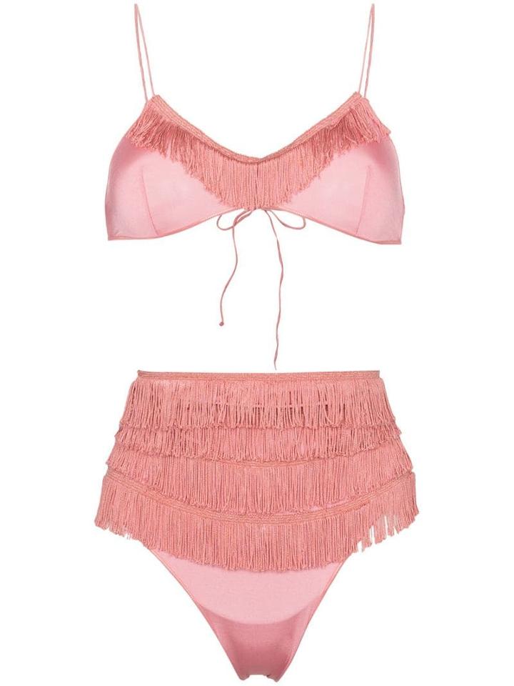 Oseree Charleston Fringe Detail Bikini - Pink