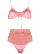 Oseree Charleston Fringe Detail Bikini - Pink