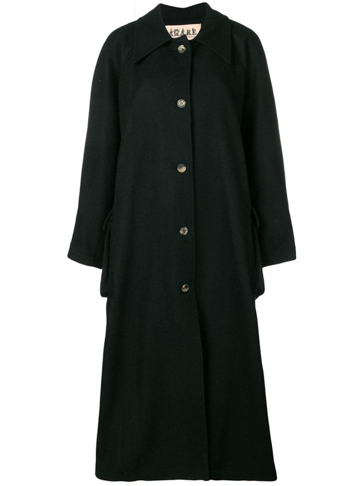 A.w.a.k.e. A-line Buttoned Coat - Black
