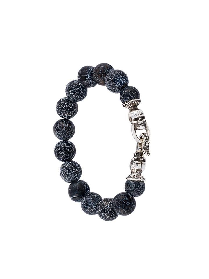 Emanuele Bicocchi Marble Effect Beaded Bracelet, Men's, Size: Xl, Metallic