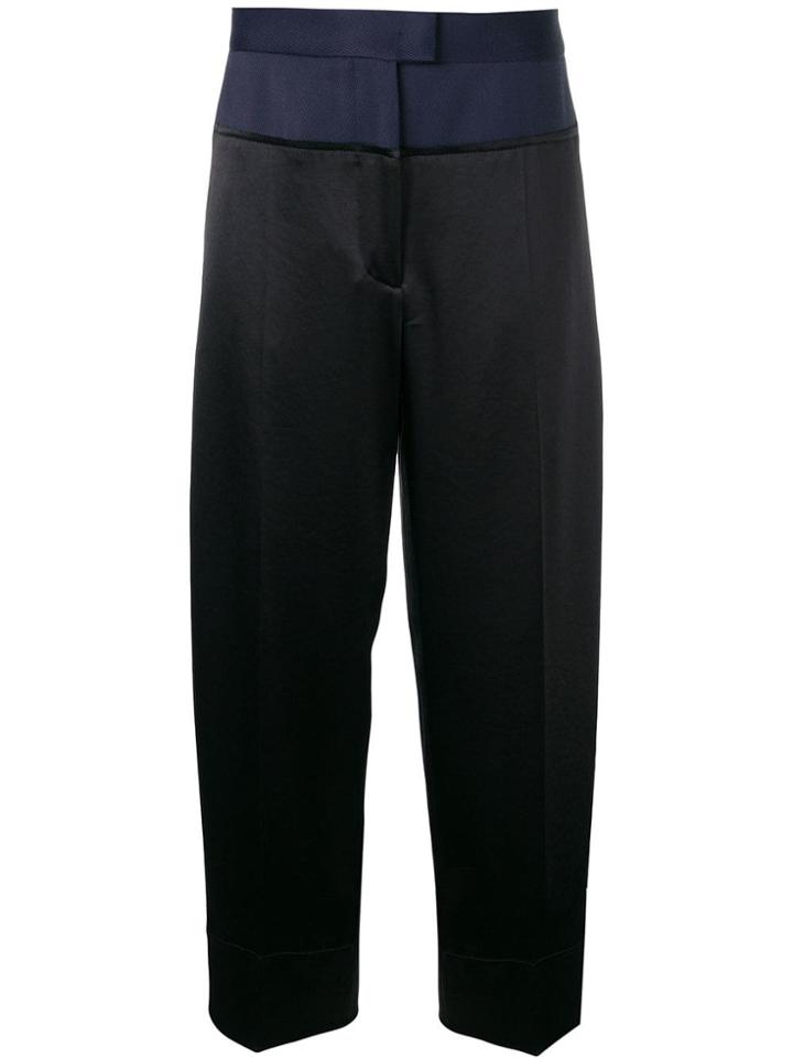 Cédric Charlier Panelled Waist Wide Leg Trousers - Black
