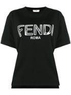 Fendi Reflective Logo Print T-shirt - Black