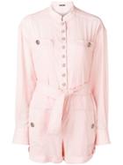 Balmain Belted-waist Playsuit - Pink