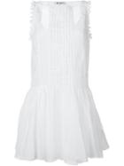 Dondup Front Pleat Dress, Women's, Size: 44, White, Ramie/polyester/cotton