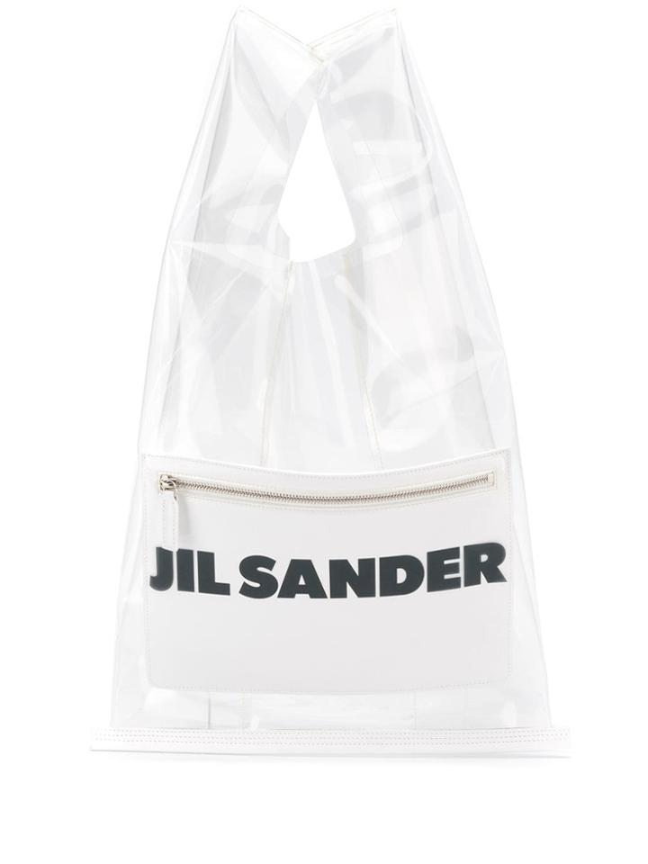 Jil Sander Transparent Shopper Tote - White