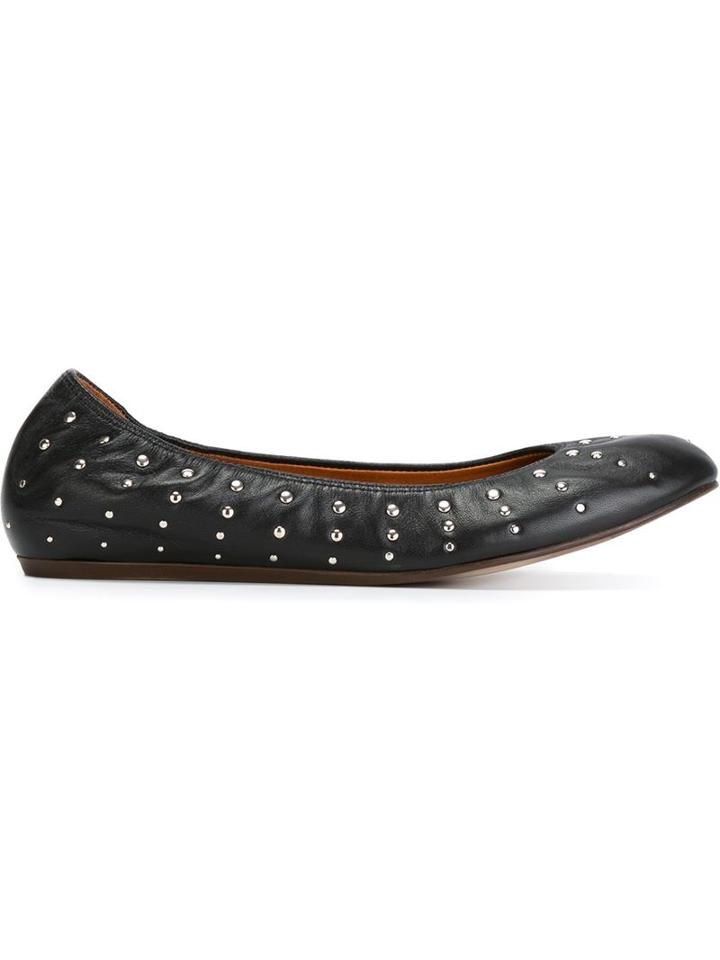 Lanvin Studded Ballerinas, Women's, Size: 39, Black, Leather/metal Other/rubber