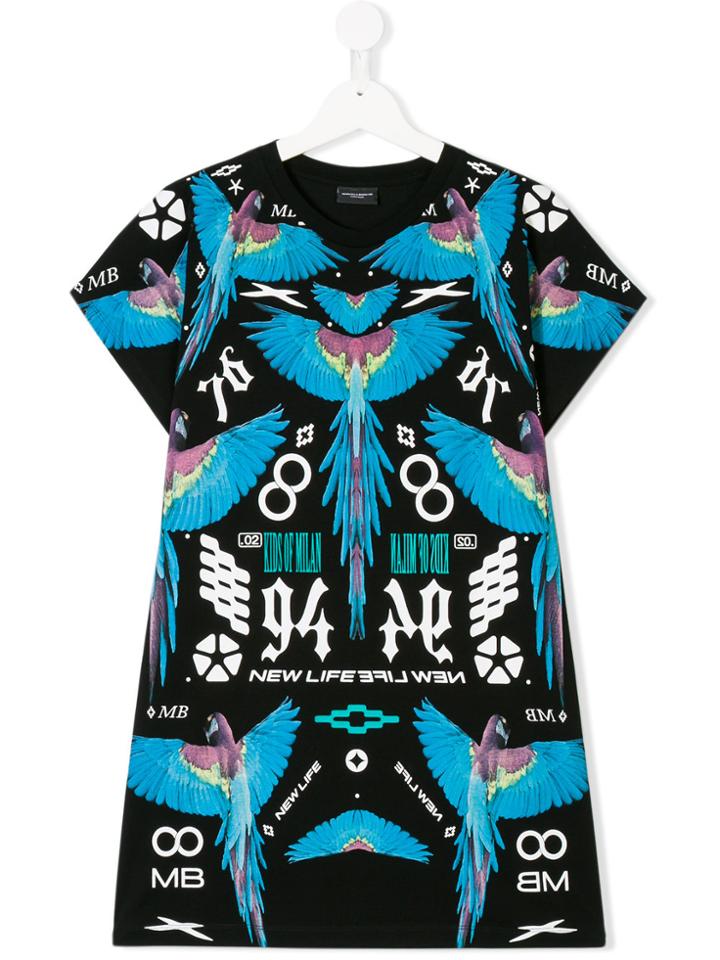 Marcelo Burlon County Of Milan Kids Macaw Print T-shirt - Black