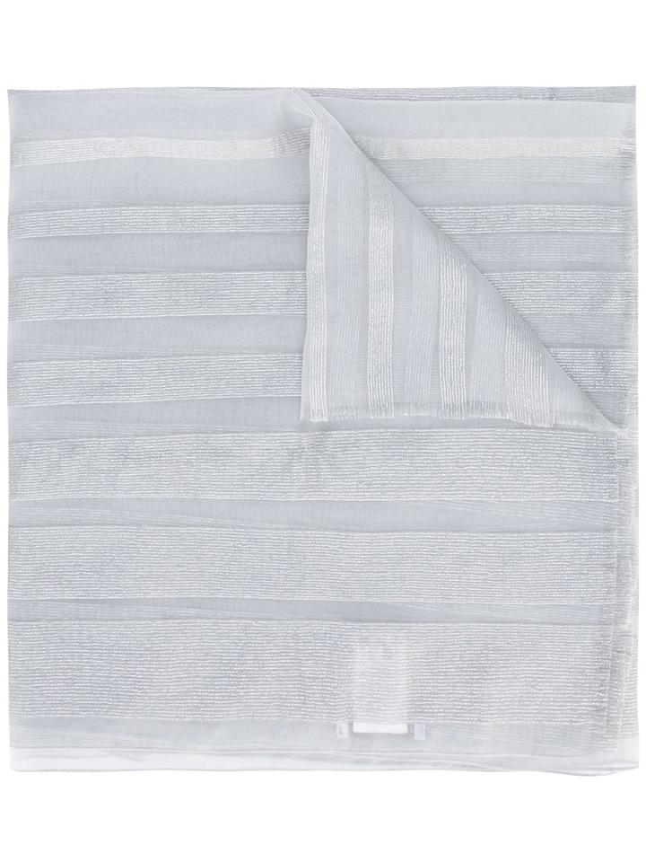 Fabiana Filippi - Metallic Stripe Scarf - Women - Silk/viscose/metal - One Size, Grey, Silk/viscose/metal