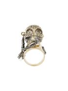 Alexander Mcqueen Piercing Skull Ring, Women's, Size: 51.2, Metallic