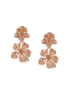 Oscar De La Renta Double Flower Earrings - Metallic