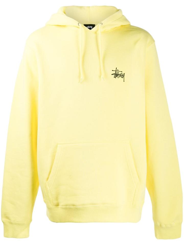 Stussy Logo Print Hoodie - Yellow