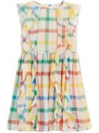 Burberry Kids Ruffle Detail Check Silk Chiffon Dress - White