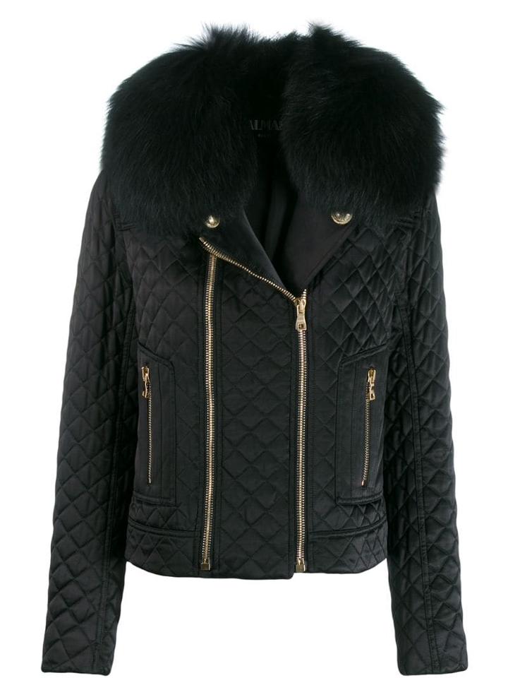 Balmain Collared Quilted Jacket - Black