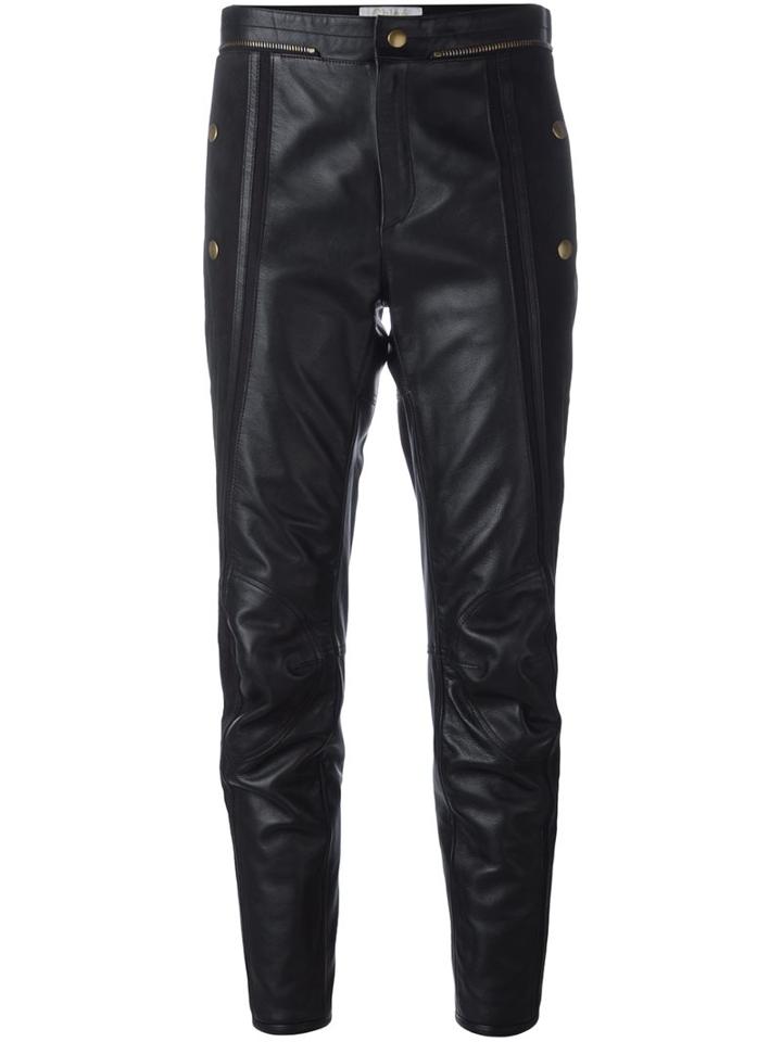 Chloé Cropped Leather Biker Trousers, Women's, Size: 36, Black, Cotton/leather/polyester