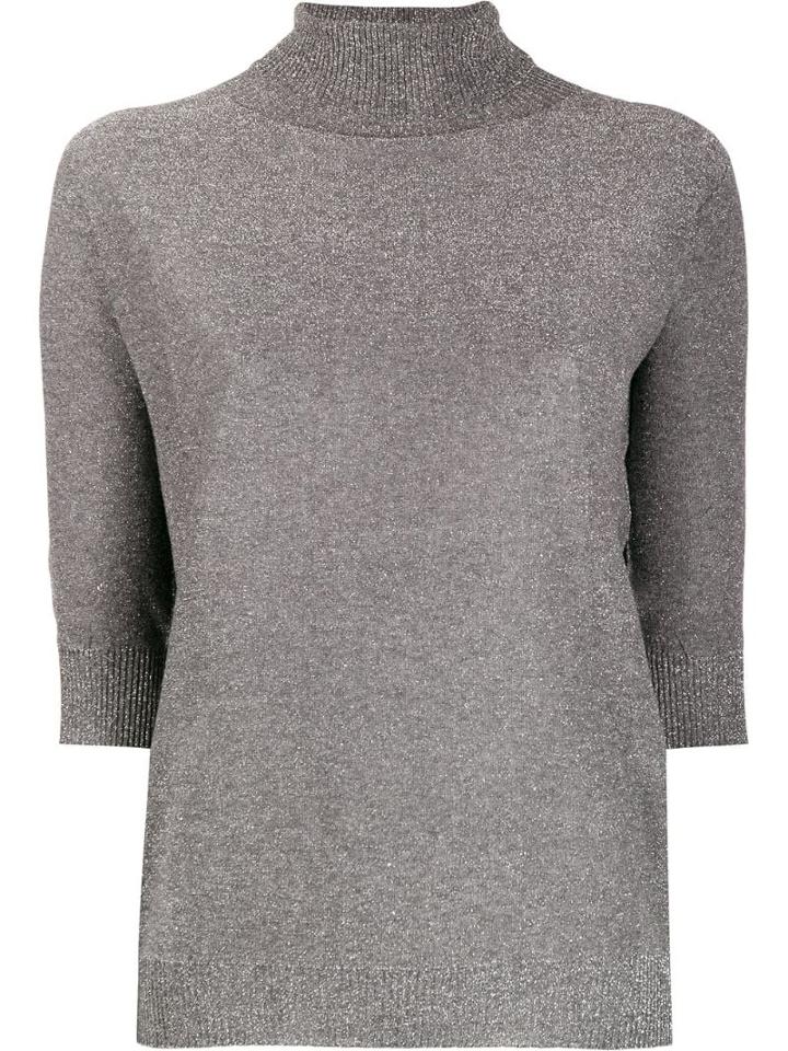 D.exterior Lamé Turtleneck Jumper - Grey
