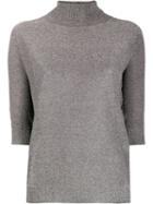 D.exterior Lamé Turtleneck Jumper - Grey