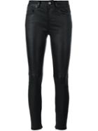 Saint Laurent Slim Fit Leather Trousers, Women's, Size: 34, Black, Cotton/lamb Skin/spandex/elastane