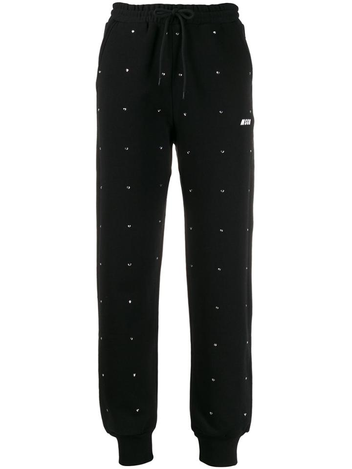 Msgm Crystal-embellished Track Trousers - Black