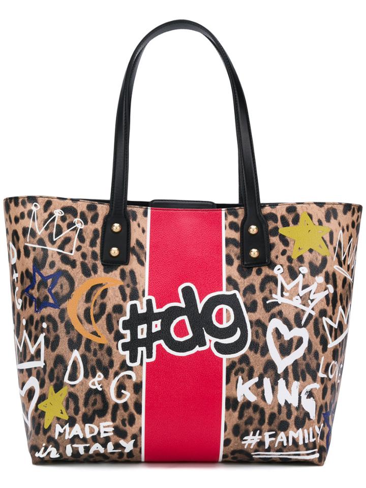 Dolce & Gabbana Beatrice Graffiti Print Shopper Tote Bag - Multicolour