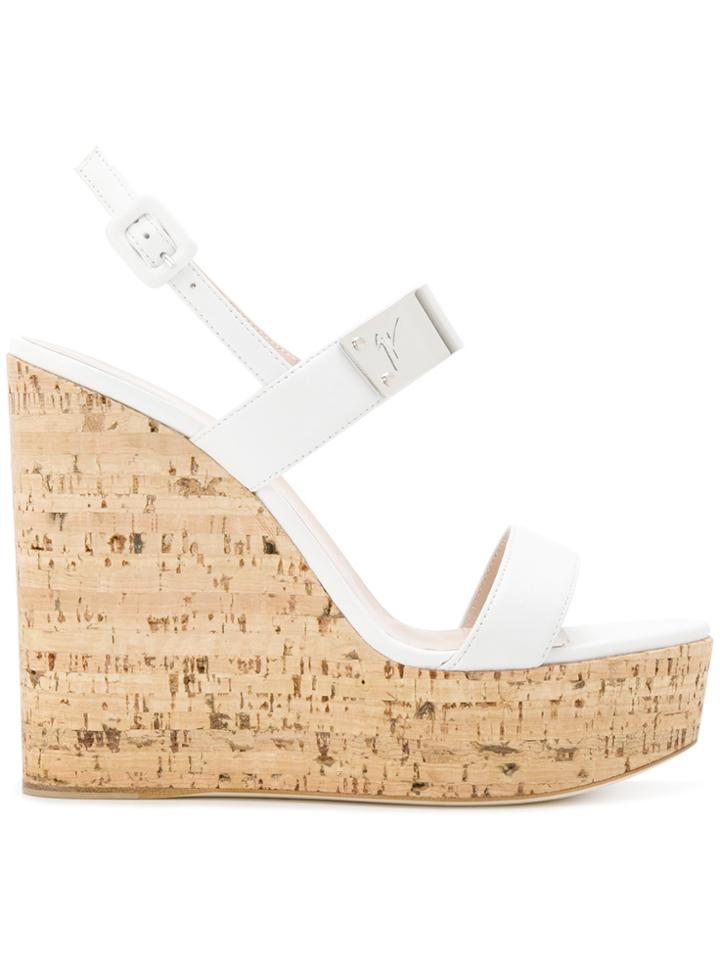 Giuseppe Zanotti Design Wedge Platform Sandals - White