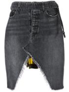 Unravel Project Contrast Front Slit Denim Skirt - Grey