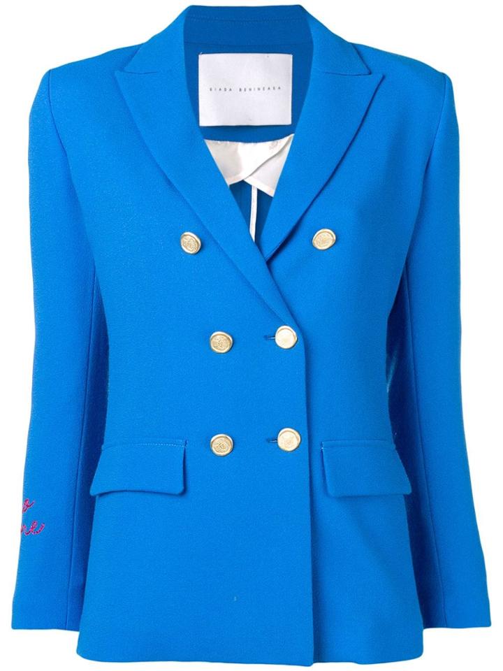Giada Benincasa Amore Embroidered Cuff Blazer - Blue