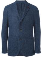 Lardini Classic Single Pocket Blazer, Men's, Size: 50, Blue, Silk/nylon/cupro/wool