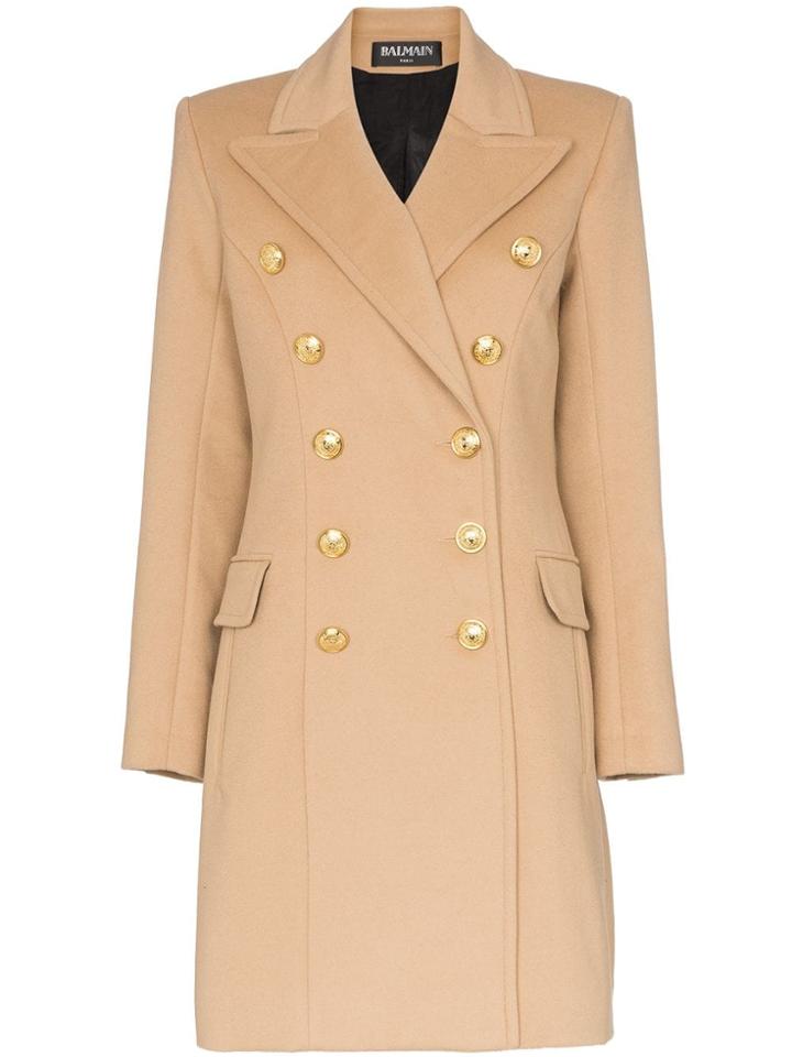 Balmain Double-breasted Wool And Cashmere-blend Coat - Neutrals