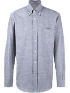 Canali Slim-fit Patterned Shirt, Men's, Size: Medium, Grey, Cotton