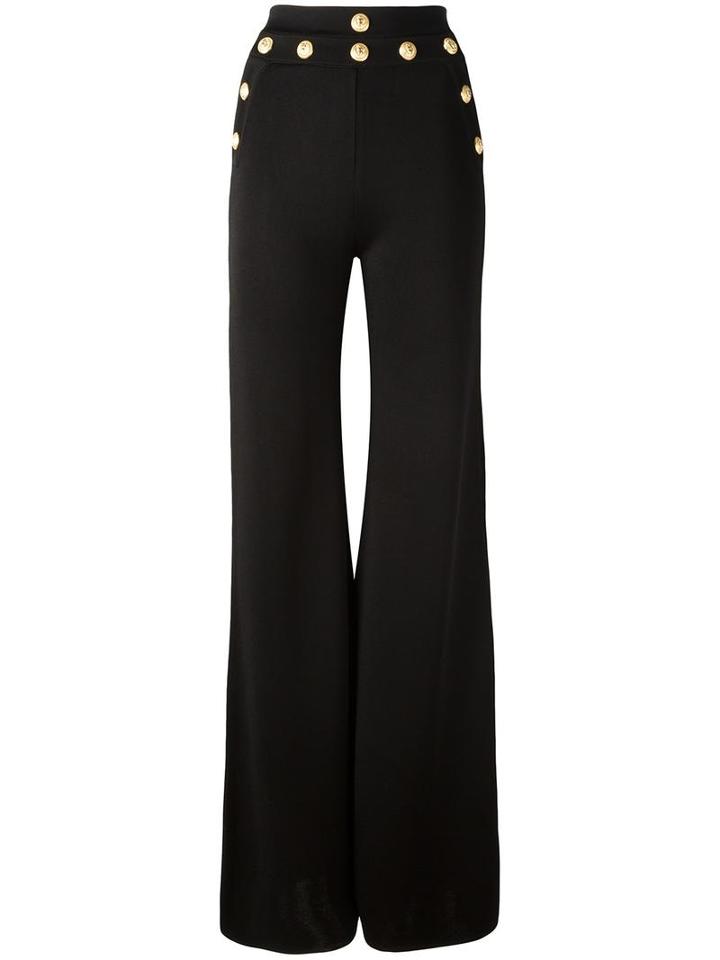 Balmain High-rise Sailor Pants, Women's, Size: 36, Black, Viscose